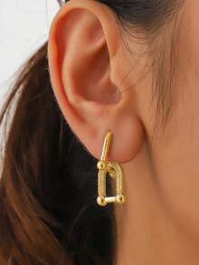 1 Pair 14K Gold Plated Copper Zirconia Earrings, Elegant And Dignified - Gold - View 1