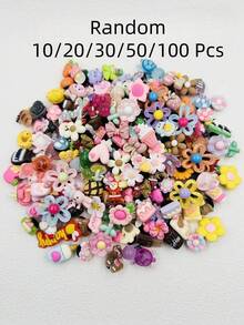 [Quantity] Pcs/Set Assorted Resin Cartoon Design Shoe Charms, Fashion Cute Decorative Accessories For Slippers, Sandals, Clogs, DIY Shoes, Birthday Gift, Party Favors (Random Styles) - Multicolor - View 2