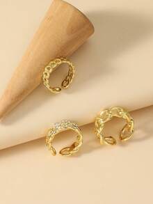 Anillo vintage desgastado hecho a mano, anillo abierto tallado estilo barroco, anillo de dedo ajustable personalizado, regalo de diseño de nicho - Multicolor - Ver 2