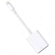 Pembaca Kartu SD Kamera Kompatibel dengan iPhone/ Pembaca Kartu Memori Kamera Adaptor Kartu SD Kompatibel dengan Seri 17/16/15/14/13/12/11/XS/XR/X/8/7///// Tidak Perlu Aplikasi Pasang dan Mainkan - Putih - View 1