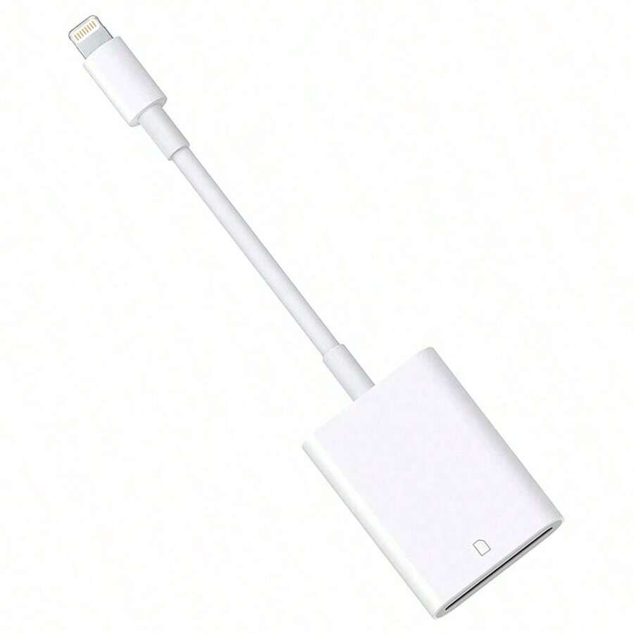 Pembaca Kartu SD Kamera Kompatibel dengan iPhone/ Pembaca Kartu Memori Kamera Adaptor Kartu SD Kompatibel dengan Seri 17/16/15/14/13/12/11/XS/XR/X/8/7///// Tidak Perlu Aplikasi Pasang dan Mainkan - Putih - View 1