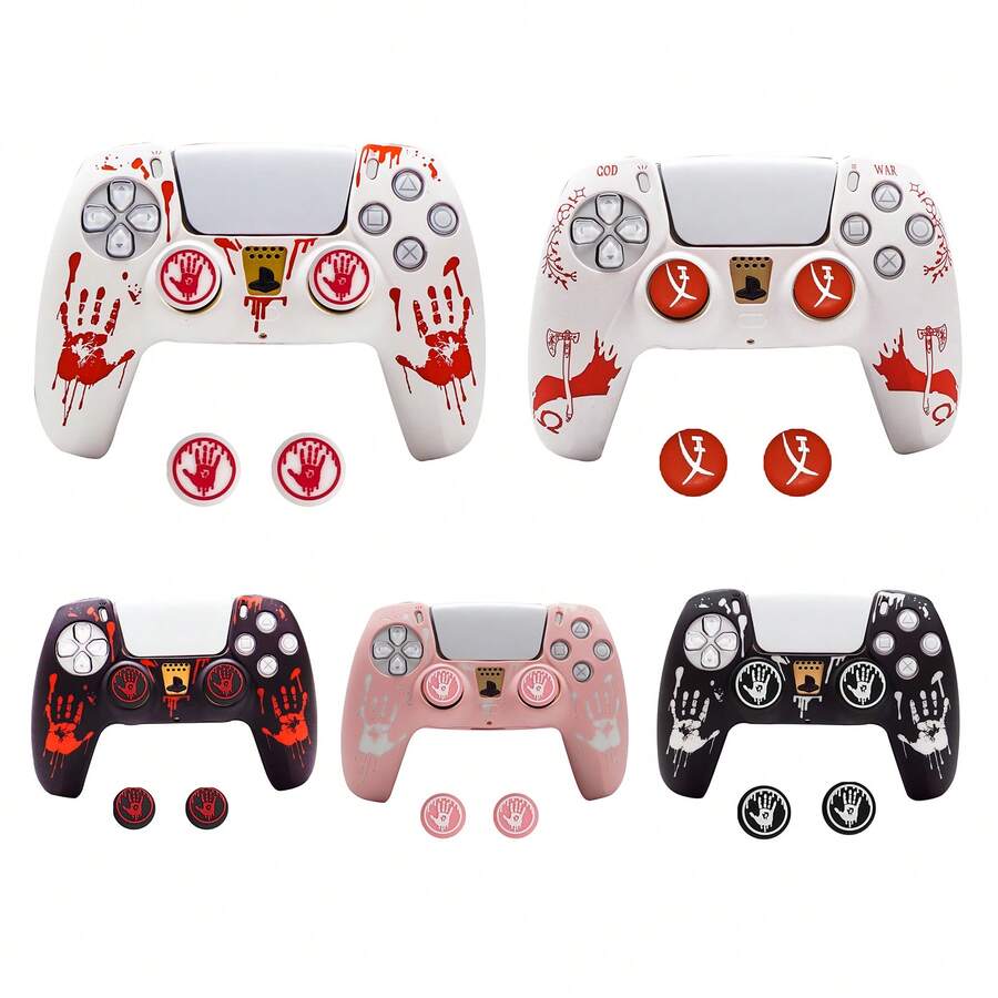 Funda protectora de silicona suave para mando de juego, pegatina de patrón de araña para panel táctil del mando, accesorios de tapa de joystick - Ver 1