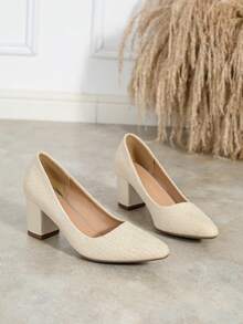 Sepatu Hak Tinggi Wanita Serbaguna untuk Musim Panas, Ujung Lancip, Gaya Segar dan Elegan, Cocok untuk Musim Semi dan Gugur, Nyaman, Anti Selip, dan Bernapas. - Aprikot - View 6