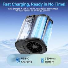 W&O Protable Cooling Neck Fan | Waist Fan | Desk Fan - 18000RPM Powerful Brushless Motor, Four Speed Adjustment, Large Capacity Ultra Long Rechargeable Battery, LED Light Power Display, LED Flashlight - Camping Gear And Equipment, Heat Relief - trái cam - Xem 6