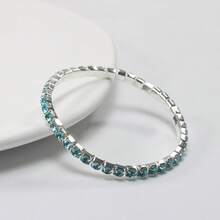 1pc New European And American Style Jewelry, Full Rhinestone Multi-Color Single Row Elastic Women's Bracelet, Single Row Full Rhinestone Elastic Cord, Beautiful For Layering - Multiple Styles - View 4