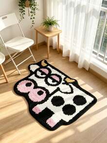 1pc Soft Fluffy Cow Shaped Rug, Pink Bedroom Decor, Small Rug, Carpet, Home Decor, Living Room Rug, Living Room Small Rug, Bedroom Rug, Living Room Home Decor, Outdoor Rug, Washable Rug - Multicolor 3 - View 2