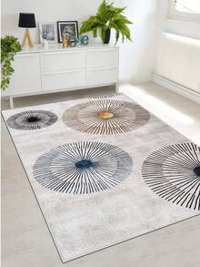 Alfombra de pasillo y alfombra de área antideslizante y lavable con impresión digital para sala de estar, diseño moderno | Estilos moderno, escandinavo, bohemio y clásico | 100% poliéster - Blanco Crema - View 2