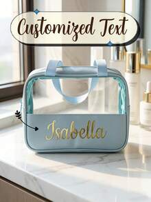 Personalized Clear Makeup Bag, Custom Name PVC Cosmetic Bag, Waterproof Travel Toiletry Bag, Beach Bag, Bridesmaid Gift, Gift For Her Custom Pool Bag - Multicolor - View 1
