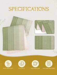 1pc Minimalist Striped Gradient Style Table Runner, Modern Living Room Dining Table Cloth Mat, Dry Cleanable, Washable, Suitable For Kitchen Dining Table Party Wedding Decoration Vintage Style, Suitable For Entryway, Family Gathering, Coffee Table, Living Room, Microwave Dust Cover - Light Green - View 6