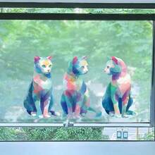 1pc Colorful Cats Window Decorations Window Sticker.Self-Adhesive Decal, Suitable As A Gift. Easy DIY Application, Peel & Stick, Playful Design, Indoor Decoration Playful Window Stickers.Self-Adhesive, Suitable For Bedroom, Glass Decoration - Multicolor - View 7