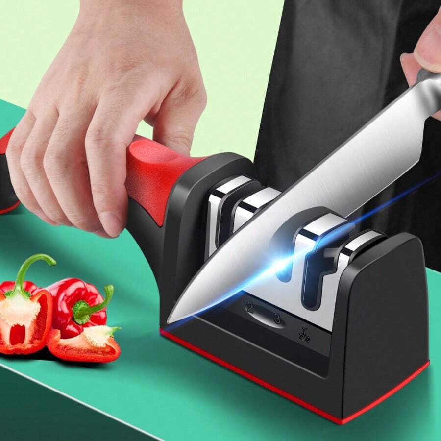 Professional Multi-Function Tungsten Steel Ceramic Sharpening Stone, Suitable For Coarse And Fine Grinding Of Kitchen Knives. Tool Maintenance Tool For Home Kitchen, Perfect Gift Choice - Multicolor - View 1