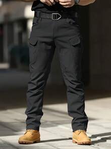 Waterproof Tactical Trousers With 10 Pockets, Deep Double Pockets And Small Front Pockets - Black - View 4