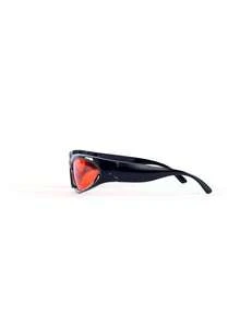 Rollcall 1pc Y2K Black Frame Red Lens Sporty Fashion Glasses - Black - View 4
