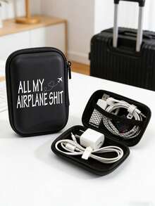耐用 EVA 硬殼便攜式收納包，印有「ALL MY AIRPLANE」圖案，適合存放電子配件、耳機、硬碟、線材、卡片和撲克牌，防摔拉鍊設計，滿足日常收納需求，可用於旅行、工作、學校、宿舍收納，適合返校季、旅行必需品、宿舍必需品、復活節、畢業季、教師節等場合 - 彩色 - 查看 6