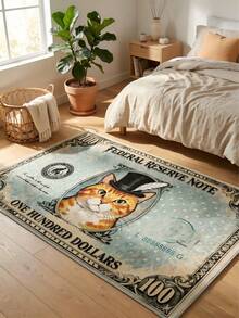 1 pieza Alfombra de área con diseño de gato naranja, Alfombra para sala de estar, Alfombra, Alfombra de área para sala de estar, Alfombra de área pequeña, Tapete, Decoración del hogar, Alfombra grande para sala de estar, Alfombra redonda, Decoración del hogar para sala de estar, Decoración de habitación, Alfombra lavable, Regalo para la temporada de graduación - gato atigrado naranja - Ver 2