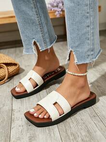 Sandalias de mujer con tiras cruzadas, sandalias planas de verano, sandalias planas casuales de mujer, sandalias de verano, sandalias blancas, zapatos de verano de mujer, sandalias de mujer, zapatos de vacaciones, pantuflas blancas, sandalias planas de mujer, sandalias cómodas de mujer, pantuflas para el hogar, sandalias planas de verano cómodas para mujer, sandalias planas de punta abierta, sandalias de playa y vacaciones, pantuflas casuales elegantes - Blanco - Ver 9