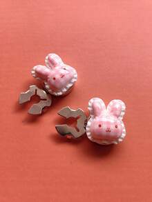 1PC/2PCS 3D Cute Cartoon Pattern Button Covers, Shirts Button Cover Clip On Button Covers Fashion Crystal Cufflinks Cover - Pink - View 7