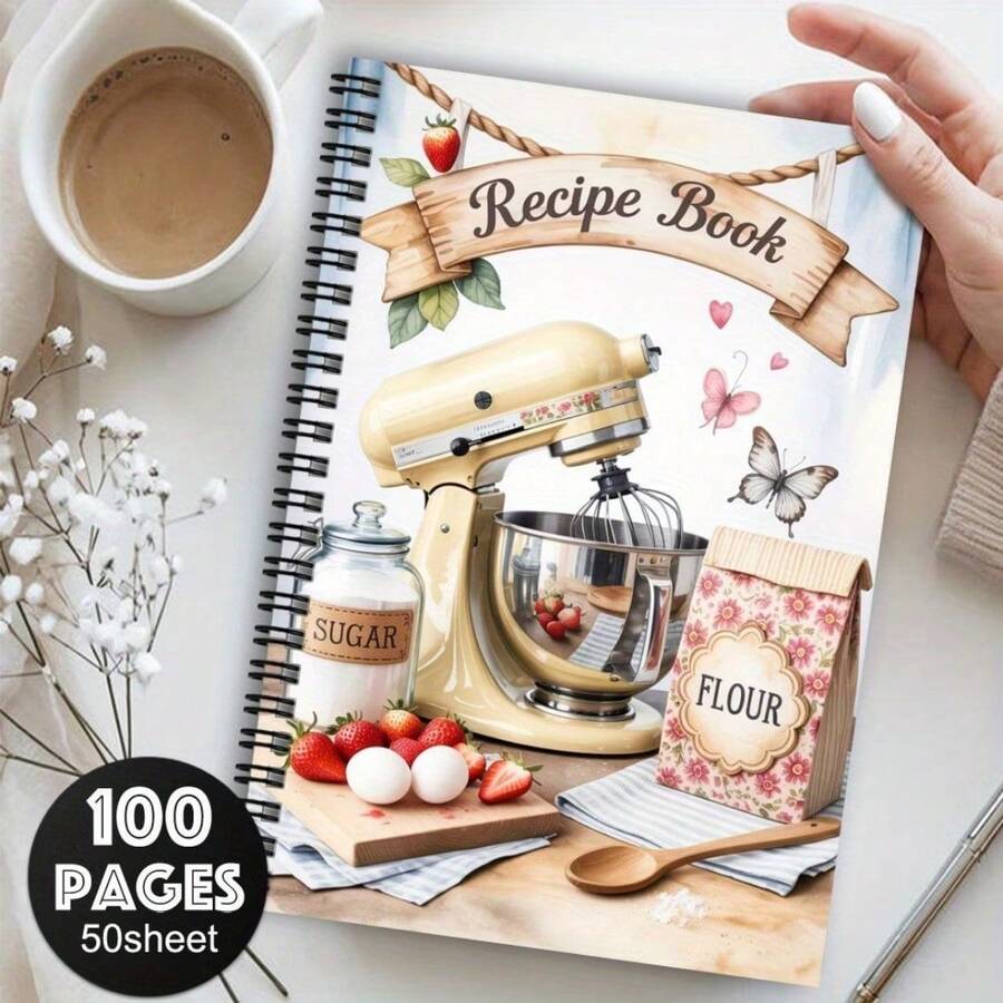 1pc Humorous Recipe Journal & Planner - A5 Spiral Bound Recipe Book, Layout Suitable For Kitchen Organization, Baking Diary, Cooking Records, Unisex Gift, Portable Meal Planning Cookbook - B - View 1