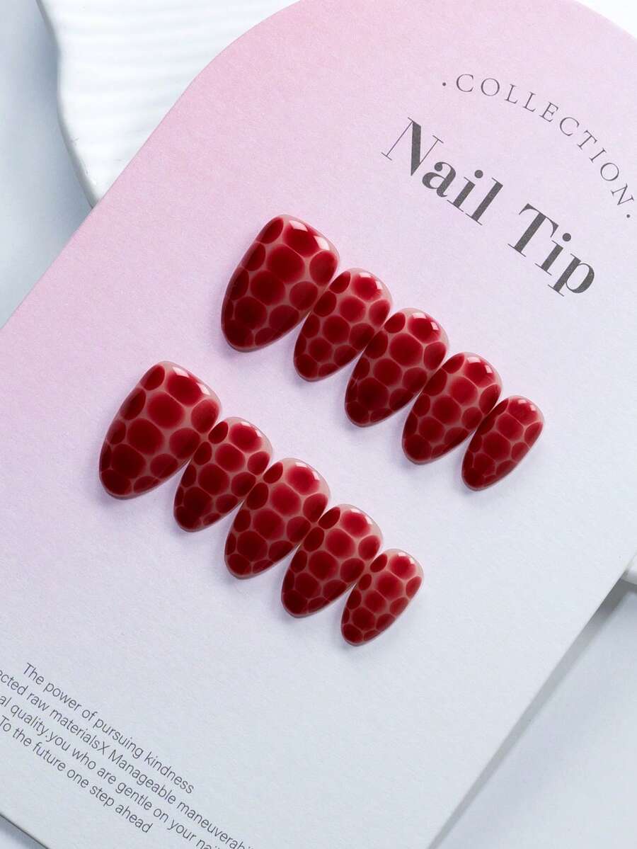 Selected 10 Pieces Of 100% Pure Handmade Gradient Blending Nail Kit, Short Almond Shaped Nail Art, Reusable Handmade Acrylic Fake Nails, Suitable For Women And Girls To Wear At Holiday Parties, Including 1 Mini Nail File And 1 Self-Adhesive Label Handmade Press On Nails - Multicolor - View 1