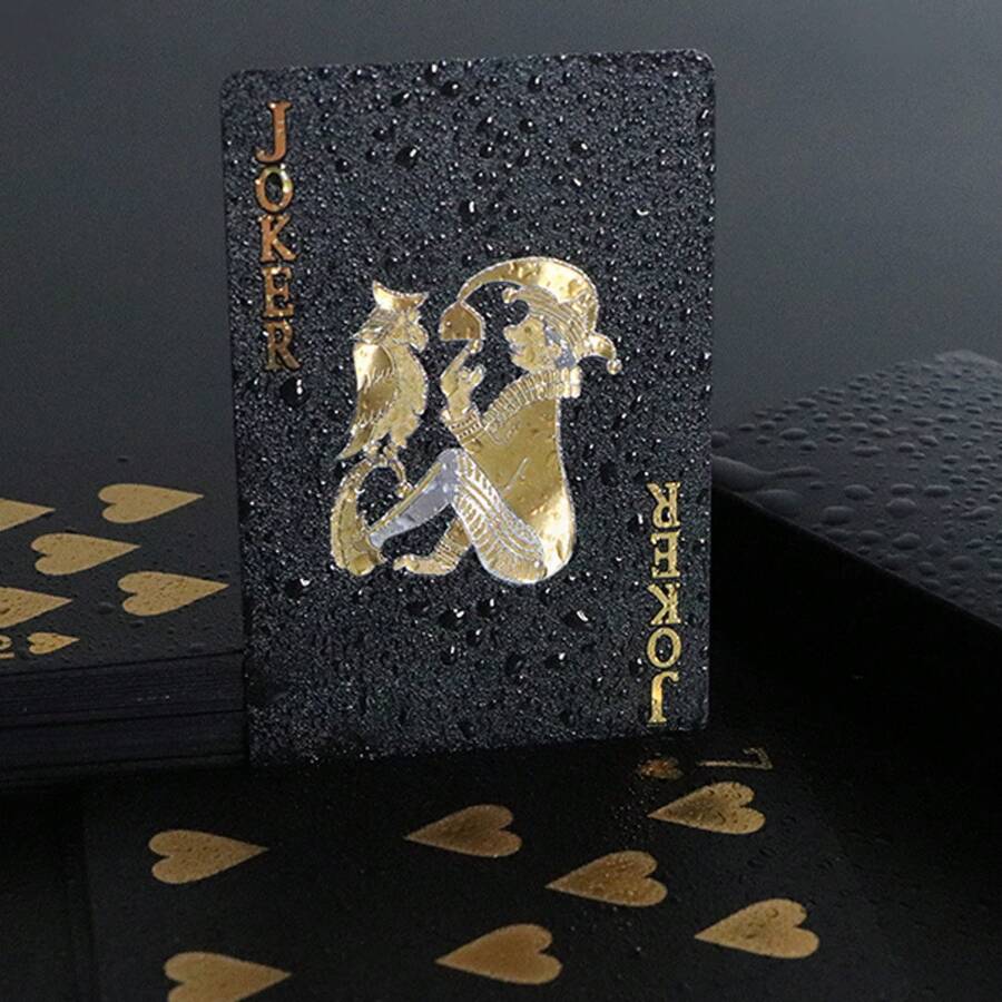 Black And Gold Playing Cards Durable Waterproof Washable PVC Playing Cards Party Tabletop Black Party Playing Cards - Black and Gold Square - View 1