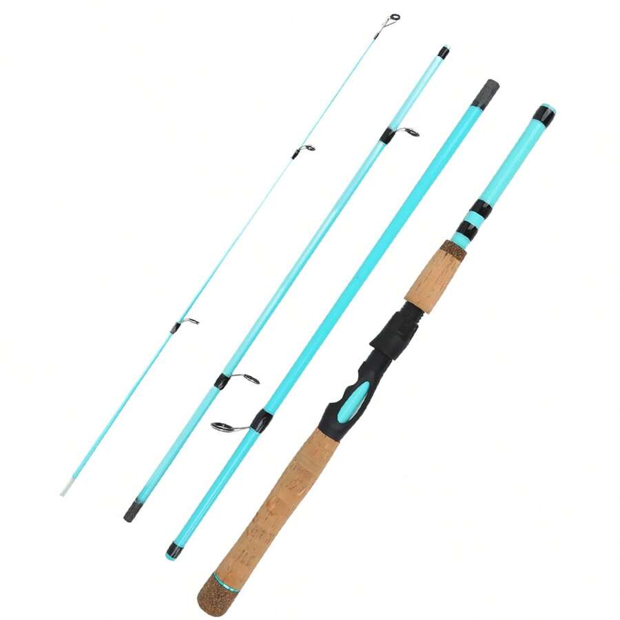 KecchKrezing 1.8m Lure Fishing Rod For Beginners, 4-Section Light Blue Portable Fishing Rod, Carbon Fiber Lightweight Design, Suitable For Outdoor Leisure Fishing