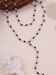1 Two-Piece Set Of Double-Layer Y-Shaped Necklaces With Colorful Natural Stones In A Bohemian Style, A Versatile Accessory For Everyday Wear And Beach Vacations, With Color Combinations - Multicolor 2 - View 6