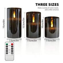 3 Sets Gold LED Flameless Candles With Remote Control, Battery Operated Flickering Candle Lights, Suitable For Home/Thanksgiving Christmas Tabletop Decoration - LED Pillar Candles - View 17