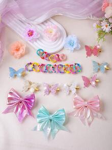 VBOOR 198 pezzi Accessori per capelli stile arcobaleno macaron sfumato sognante, adatti per le donne. Include fermagli per capelli a fiocco iridescente, fermagli per capelli a farfalla sfumato glitter, fermagli per capelli a fiore in tessuto 3D, elastici per capelli ad alta elasticità non dannosi, adatti per uso quotidiano/pendolarismo/appuntamenti, fermagli per capelli - Multicolore - Visualizzare 7