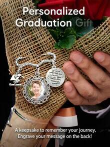 1pc Personalized Graduation Tassel Brooch, Customizable Photo, Printed With "I Know I'm Right Here" Text, Graduate Commemorative Gift, Graduation Ceremony Souvenir - Multicolor - View 3
