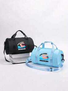 "Just Keep Swimming" Large Capacity Vacation Travel Tote Bag, Unisex Storage Bag Luggage Bag, Dry And Wet Separation Lightweight, Adjustable Crossbody Strap, Durable Fabric, Swimming, Fitness, Dance, Commuting, Outdoor Sports Small Gym Bag, Casual Street Style Minimalist Design, Birthday, Teacher's Day, Thank You Teacher, Back To School Season Gift,Back To School - View 10