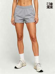 mulinsen Women's Outdoor Multi-Functional Shorts, Printed Drawstring Design, Comfortable & Skin-Friendly - Light Grey - View 4