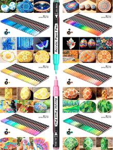 22pcs Acrylic Paint Marker Pen Set (Skin Tone/Grayscale/Basic Colors/Orange Series/Dopamine Series/Yellow Series/Blue Series/Green Series/Macaron Series/Pink Series/Red Series/Metallic Series/Purple Series/Brown Series/Glitter Series) & 36/72/120/188 Colors Oil-Based Fine Tip 0.7mm Markers Suitable For Rock Painting, Wood, Metal, Glass, Canvas, DIY Graffiti, Quick Drying And Non-Bleeding - Sets - View 3