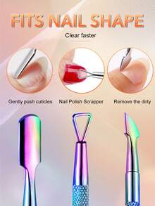 ANDVICTORY 4pcs Nail Clipper Scissors Cuticle Trimmer Set, Extremely Sharp Blades, With Cuticle Pusher And Stainless Steel Cutter, Suitable For Foot Care, Nail Care And Fingernails - Multicolor - View 5