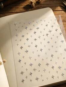 1pc 5D Rhinestone Star Nail Stickers, Luxury Laser Silver Self-Adhesive Cute Nail Art Decor - Multicolor - View 6
