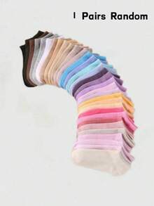1/10 pares de calcetines cortos de mujer de colores caramelo, transpirables y resistentes al olor, versátiles para uso diario - Multicolor - Ver 8