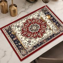 1pc Persian Style Placemat, Breakfast Mat, Coffee Mat, Coaster Set, Bowl & Plate Mat, Home Decor, Kitchen Accessory, Easy To Clean Placemat, Suitable For Family, Kitchen & Dining Table Decor, Holiday Gift, Multi-Piece Set, Linen Placemat - Multicolor - View 1
