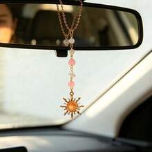 1pc Car Rearview Mirror Hanging Ornament, Sun Crystal Beaded Pendant, Bag & Keychain Decorative Charm - Sun Ornament - View 5