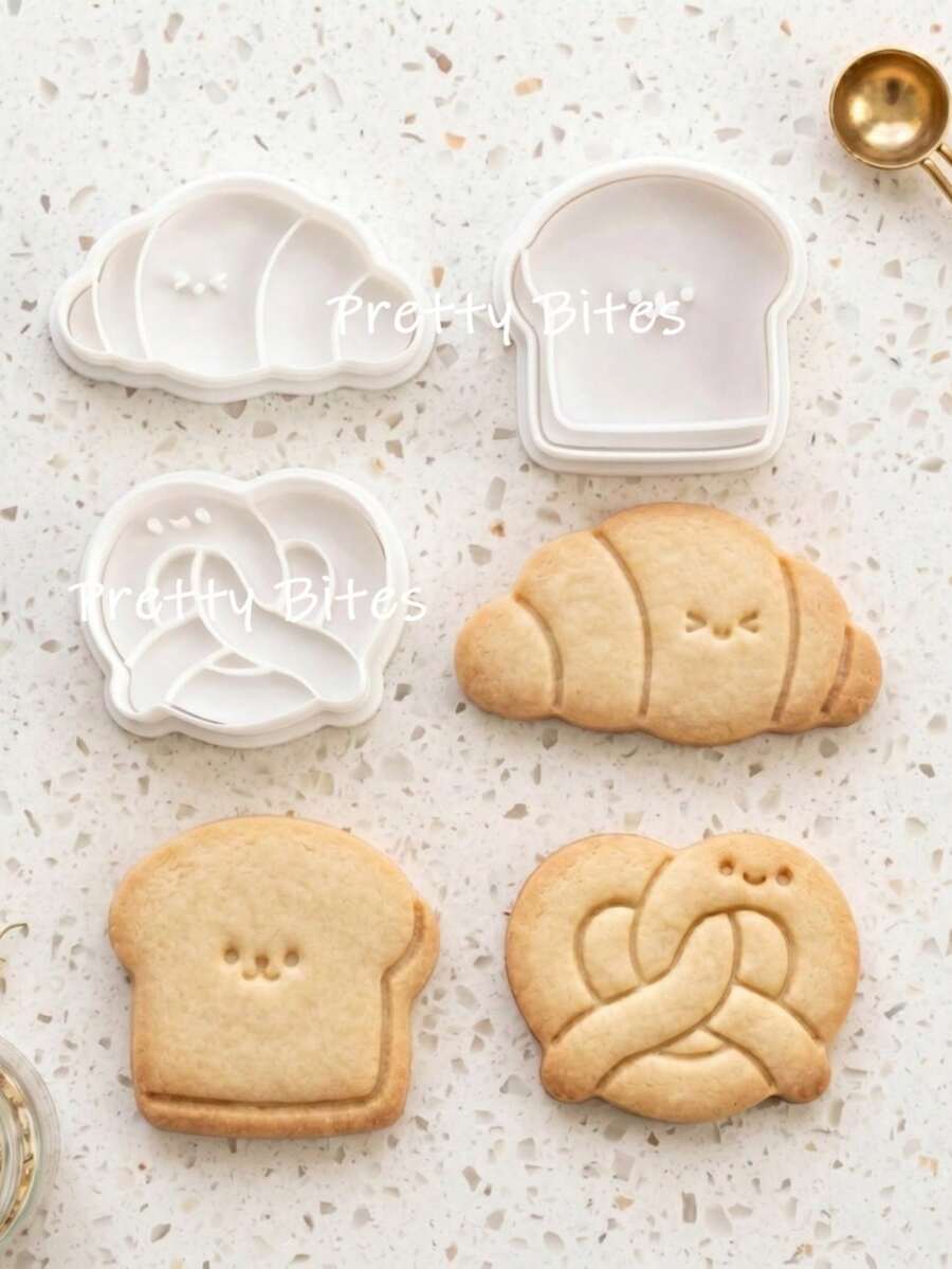 可愛麵包餅乾模具 卡通可頌吐司造型 餅乾壓花切模 兒童便當烘焙模 廚房工具 烘焙器具 - 白色 - 查看 1