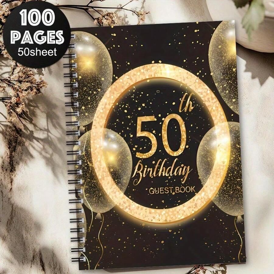1本美學生日派對螺旋訪客簿筆記本,完美的生日禮物,給朋友的祝福筆記本訪客簿,生日派對簽到訪客簿紀念品,給朋友的筆記本禮物,個人收納簿 - B - 查看 1