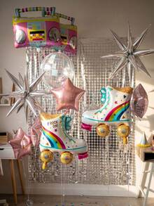 8 piezas de globos con forma de patines, globos de papel de aluminio de 22 pulgadas con estilo retro de los años 80/90, adecuados para decoraciones de fiestas, bodas, aniversarios y eventos con tema de hip hop - Como se muestra en la imagen - Ver 7