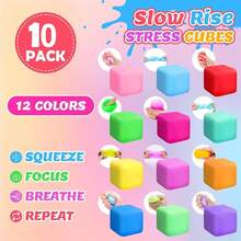 10 pièces Balles anti-stress en pâte de couleurs aléatoires, jouets de soulagement du stress doux, soulagement de l'anxiété, cubes anti-stress doux à presser, jouets sensoriels à presser, mini jouets à presser, étirables, pâte à modeler, cadeaux de fête, soulagement de l'anxiété - Multicolore - Voir 3