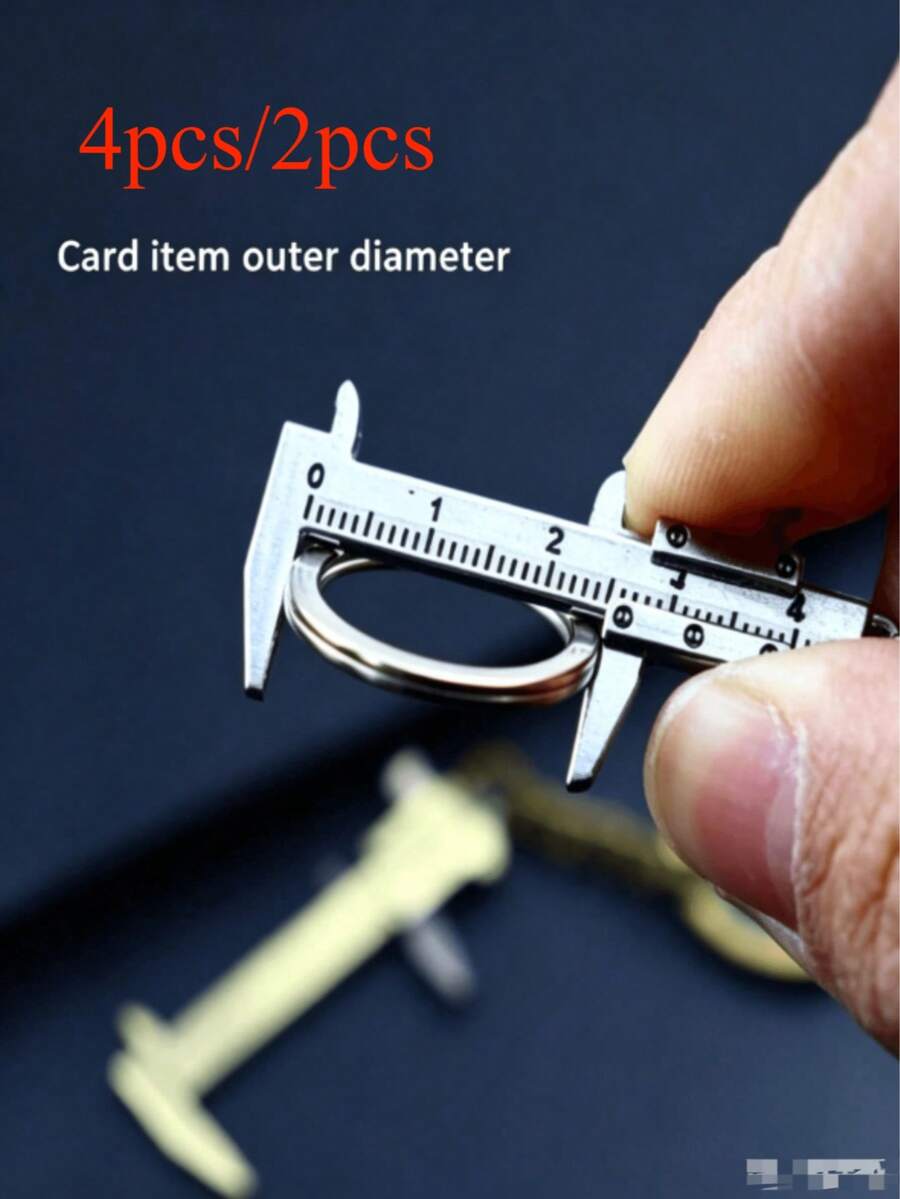 4pcs/2pcs, Portable Mini Caliper Tool, Alloy Vernier Caliper Keychain, Measuring Tool, Decorative Ruler 0.0-4cm, Suitable For Digital Tools, Woodworking Tools, Work Tools, Subway, Sewing Ruler, Measuring Instruments, No Gauge Precision Mini Caliper, Portable Measuring Caliper Tool