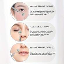2 Piezas De Herramienta De Masaje Facial De Doble Cabeza De Acero Inoxidable Rodillo Facial De Jade Herramienta De Masaje De Puntos De Acupresión Relajación - Ver 4