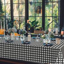 1/6/12PCS-137*274cm Black And White Plastic Checkered Tablecloth, Decorative Disposable Black Plaid Tablecloth, Suitable For Picnic Farm Birthday Wedding Rectangular Party Tablecloth - Black - View 10