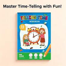 32-Page Telling Time Workbook Educational Gift For Kids,Analog Clock Practice Screen Free Learning For Kids Time Recognition With Coloring&Matching Games Clock Learning Workbook For Kids Age 3-6 - Clock - View 2