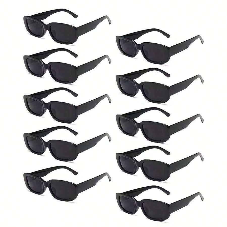 12 Pairs Fashion Square Frame Glasses, Unisex, Versatile Square Frame Glasses For Beach Summer, Fashion Pink Oval Small Frame Glasses, Suitable For Beach, Party, Photography And Daily Wear - Glasses - View 1