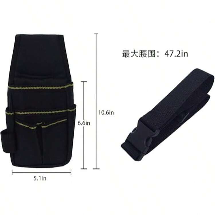 [1個重型工具收納袋] 重型工具收納組，耐用牛津布電工機械師工具袋，黑色，防水，針織編織，附多個口袋用於工具存放與整理 - 小口袋工具包 - 查看 2