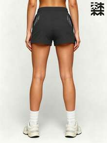 mulinsen Pantalones cortos multiusos para mujer para exteriores, diseño con cordón estampado, cómodos y amigables con la piel - Negro - Ver 3
