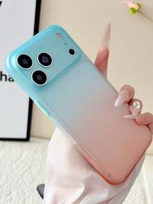 1 pieza Funda de teléfono minimalista con sensación de hielo, transparente mate, compatible con iPhone 17 Air 16 14 13 12 15 11 Pro Max Plus, protección de cámara transparente - Degradado azul rosa - Ver 3