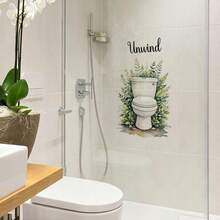 1/4pcs Watercolor Green Plants Bathroom Quote Wall Decals, Removable Self-Adhesive Waterproof PVC Stickers, Suitable For Bathrooms, Showers, Apartments, And Home Decor - Wall Stickers - View 8